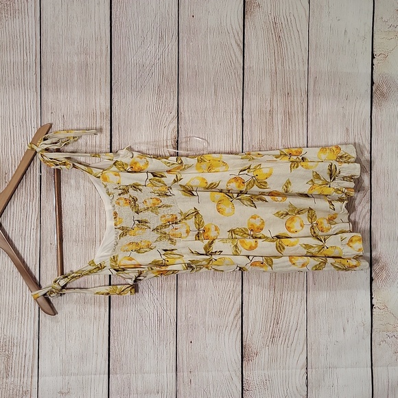 Urban Outfitters Jolene Lemon Print Linen Mini Dress Medium - Picture 10 of 13